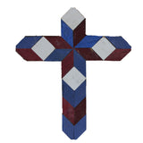 Amish Barn Quilt Wall Art, small cross: Red, White, and Blue