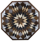 Amish Barn Quilt Wall Art, 3 by 3 Large Octagon: Black, Brown, and Gray Flower