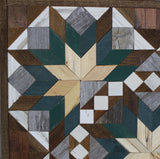 Amish Barn Quilt Wall Art, 3 by 3 Large Green and Gray Starburst