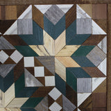 Amish Barn Quilt Wall Art, 3 by 3 Large Green and Gray Starburst