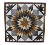 Amish Barn Quilt Wall Art, 2 Brown and Black Flower