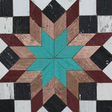 Amish Barn Quilt Wall Art, 2 Turquoise and Red Flower