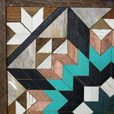 Amish Barn Quilt Wall Art, 2 by 2  Turquoise and Copper Flower