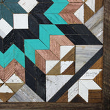 Amish Barn Quilt Wall Art, 2 by 2  Turquoise and Copper Flower