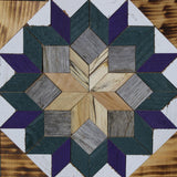 Amish Barn Quilt Wall Art, 2 by 2  Blue and Purple Flower