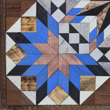 Amish Barn Quilt Wall Art, 3 by 3 Large Bright Blue and Copper Starburst