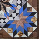 Amish Barn Quilt Wall Art, 3 by 3 Large Bright Blue and Copper Starburst