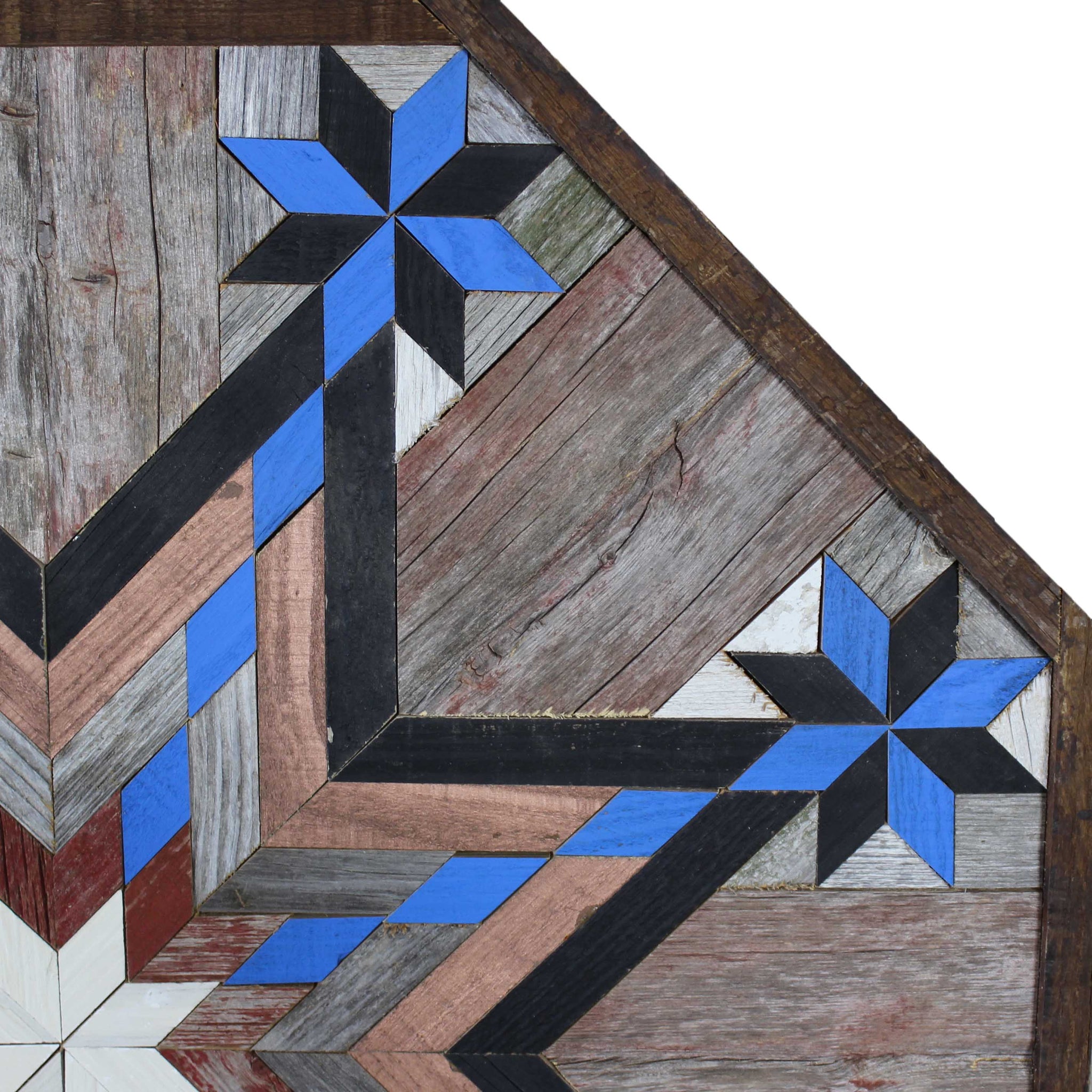 Amish Barn Quilt Wall Art, 3 By 3 Large Octagon: Red, White, And Blue 