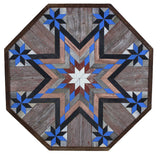 Amish Barn Quilt Wall Art, 3 by 3 Large Octagon: Red, White, and Blue Stars