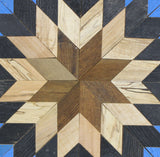 Amish Barn Quilt Wall Art, 3 by 3 Large Octagon: Blue and Black Flower