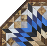 Amish Barn Quilt Wall Art, 3 by 3 Large Octagon: Blue and Black Flower