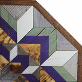 Amish Barn Quilt Wall Art, 2 by 2 Octagon: Sage Green and Purple Flower