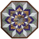 Amish Barn Quilt Wall Art, 2 by 2 Octagon: Sage Green and Purple Flower