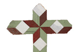 Amish Barn Quilt Wall Art, small cross: sage green and white