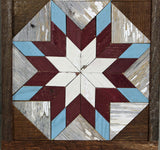 Amish Barn Quilt Wall Art, 30 by 10.5 Baby blue and red stars