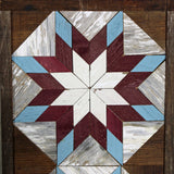 Amish Barn Quilt Wall Art, 30 by 10.5 Baby blue and red stars