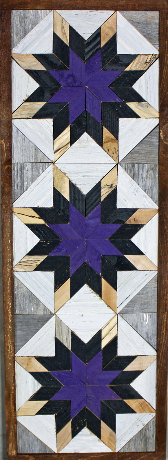 Amish Barn Quilt Wall Art, 30 by 10.5 Purple and black stars
