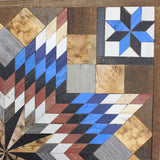 Amish Barn Quilt Wall Art, 3 by 3 Large Red and Blue Flower