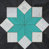 Amish Barn Quilt Wall Art, 2 by 2 Octagon: Turquoise and Copper Flower