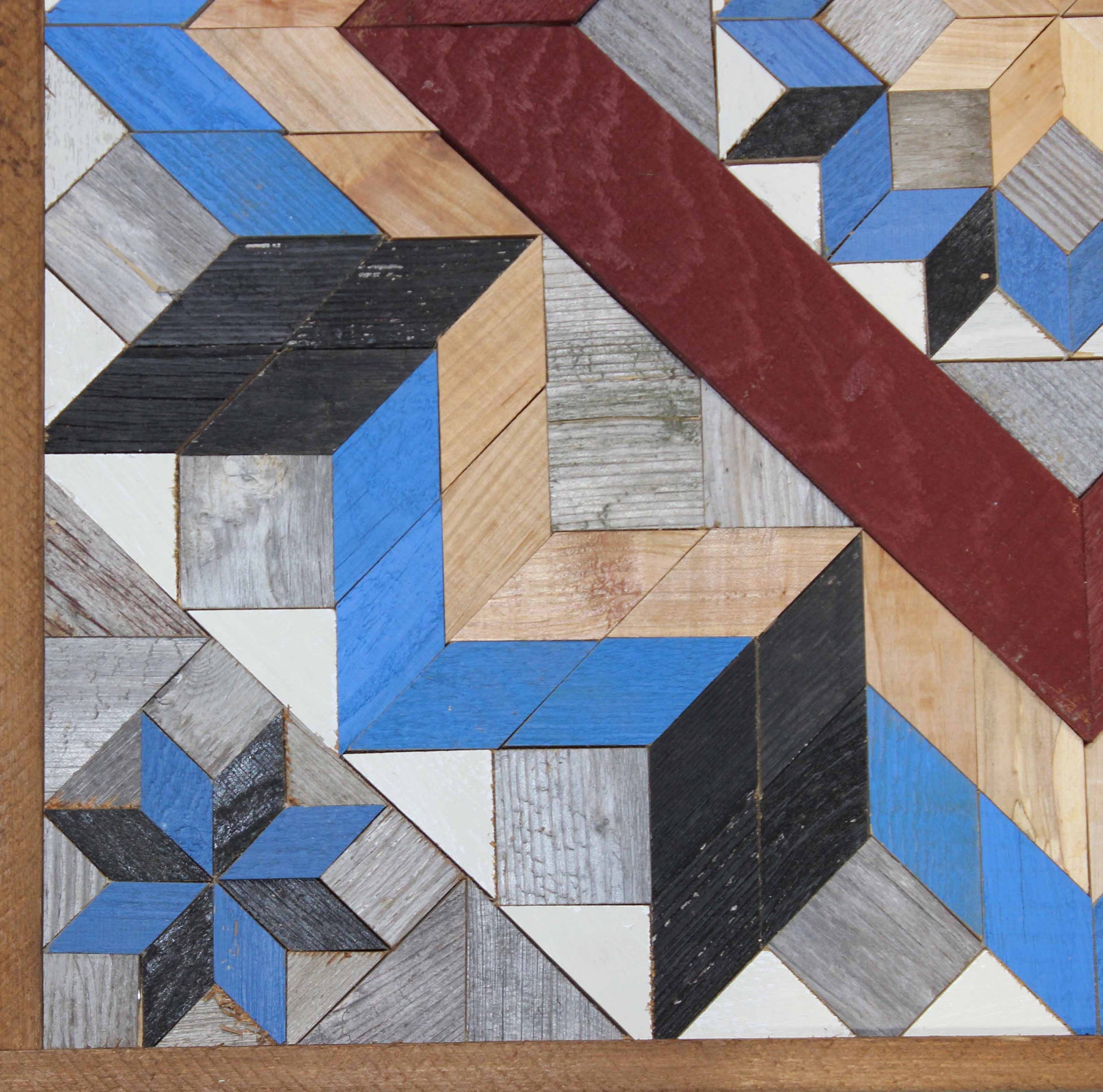 Amish Barn Quilt Wall Art, 3 by 3 Large Red, White, and Blue Flower ...