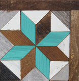 Amish Barn Quilt Wall Art, 1 by 1 - Teal and Brown Stars