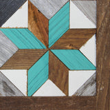 Amish Barn Quilt Wall Art, 1 by 1 - Teal and Brown Stars