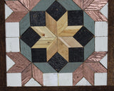 Amish Barn Quilt Wall Art, 30 by 10.5 Copper and Sage Green Flowerburst