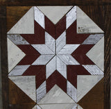 Amish Barn Quilt Wall Art, 30 by 10.5 Silver and Red Starburst