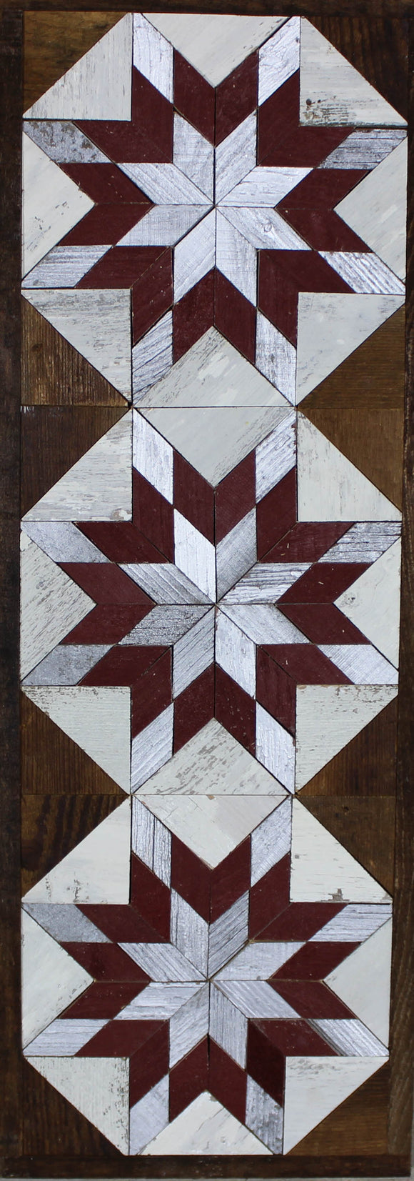 Amish Barn Quilt Wall Art, 30 by 10.5 Silver and Red Starburst