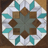 Amish Barn Quilt Wall Art, 30 by 10.5 Sage Green and Silver Flower