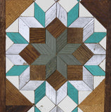 Amish Barn Quilt Wall Art, 30 by 10.5 Sage Green and Silver Flower