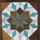 Amish Barn Quilt Wall Art, 30 by 10.5 Sage Green and Silver Flower