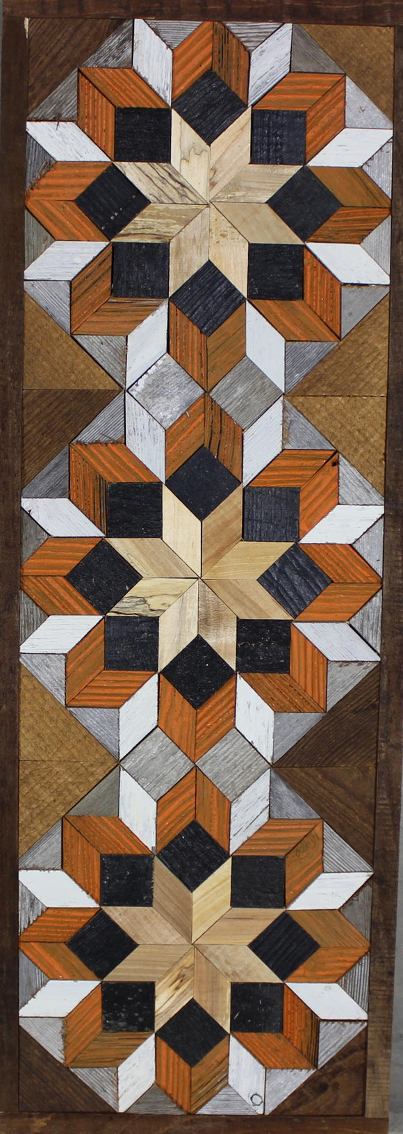 Amish Barn Quilt Wall Art, 30 by 10.5 Burnt Orange and Black Flower