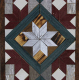 Amish Barn Quilt Wall Art, 30 by 10.5 Green Red and Silver Starburst