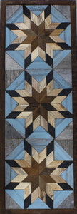 Amish Barn Quilt Wall Art, 30 by 10.5 Teal and Gold Flowers