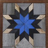 Amish Barn Quilt Wall Art, 30 by 10.5 Black and Blue Stars