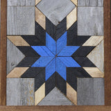 Amish Barn Quilt Wall Art, 30 by 10.5 Black and Blue Stars