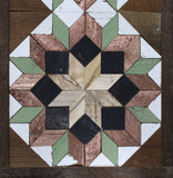 Amish Barn Quilt Wall Art, 30 by 10.5 Green and Copper Flowers