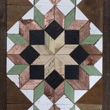 Amish Barn Quilt Wall Art, 30 by 10.5 Green and Copper Flowers