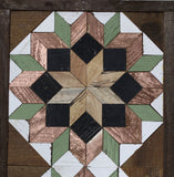 Amish Barn Quilt Wall Art, 30 by 10.5 Green and Copper Flowers