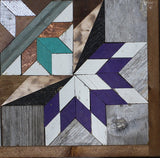 Amish Barn Quilt Wall Art, 2 by 2 Purple and Teal Starburst