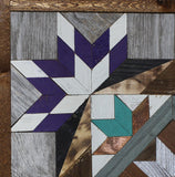 Amish Barn Quilt Wall Art, 2 by 2 Purple and Teal Starburst