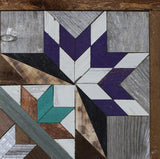 Amish Barn Quilt Wall Art, 2 by 2 Purple and Teal Starburst