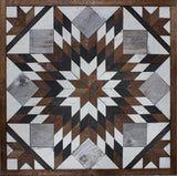 Amish Barn Quilt Wall Art, 2 by 2 Black and Brown Starburst