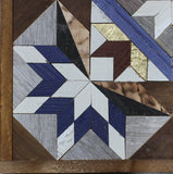 Amish Barn Quilt Wall Art, 2 by 2 Blue and White Starburst