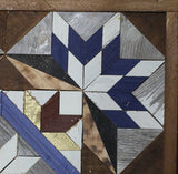 Amish Barn Quilt Wall Art, 2 by 2 Blue and White Starburst