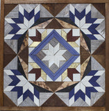 Amish Barn Quilt Wall Art, 2 by 2 Blue and White Starburst