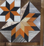 Amish Barn Quilt Wall Art, 2 by 2 Orange and Black Starburst