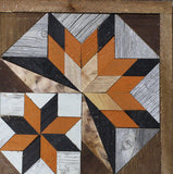 Amish Barn Quilt Wall Art, 2 by 2 Orange and Black Starburst