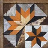 Amish Barn Quilt Wall Art, 2 by 2 Orange and Black Starburst